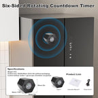 Pomodoro Productivity Timer Cube, Flip Clock, Pause & Resume, Magnetic Adjustable Sound Alert, for Working Studying Office Task, 3/5/10/15/30min & Custom Countdown (Gray)
