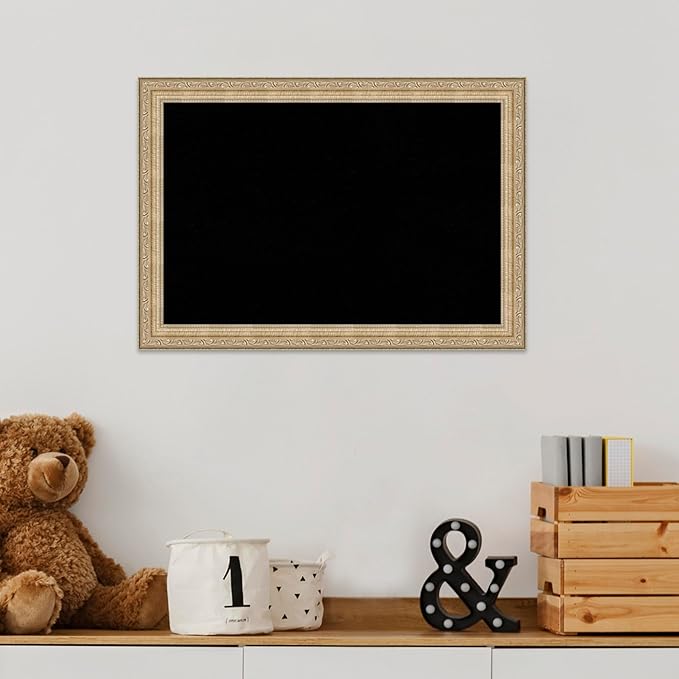 Amanti Art Black Cork Board for Wall, 14x20 Vision Board with Gold Frame, Small Corkboard Office Decor for Home Organization, Traditional Corkboard Pinboard to Display Items for Home Organization in