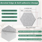 Hexagonal Acoustic Panels-12 Pack High-Density Sound Absorbing Panels 12"X10"X0.4" for Enhanced Noise Reduction, DIY Design, Idea for Studios, Offices, and Home Theaters(Silver Gray)