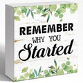 Entrepreneur Wooden Block Sign Remember Why Quote 5x5x1 INCH Sign, Office Motivation Decor, Business Desk Tabletop Shelf Decor