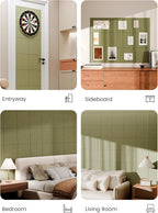Bumusty Large Cork Board 47"x35" Alternative - 12 Pack Felt Wall Tiles with 70 Safe Removable Adhesive Tabs, 30 Pushpins, Cork Boards for Walls Pin Board Bulletin Board Office Decor (Olive Green)