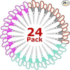 iBayam 8 '' Multipurpose Heavy Duty Scissors Bulk 24-Pack, 2.5mm Thickness Ultra Sharp Blade Shears with Comfort-Grip Handles for Household School Office Supplies, Right/Left Hand Tools
