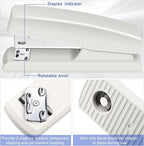 Marspark 10 Pcs Stapler for Desk Office Staplers Bulk with 6000 Staples 25 Sheet Capacity for School Office (White)