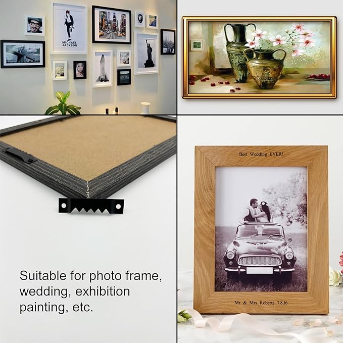 50 Pack Large Heavy Sawtooth Picture Hangers Steel Picture Hangers with Screws Picture Hang Solutions, for Hanging Clock Paintings Artwork Picture Frame Hook Photos (Black，Supports 50 lbs)