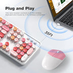 MOFII Wireless Keyboard and Mouse Combo,2.4GHz Retro Full-Size Wireless Keyboard with Number Pad and Cute Wireless Mouse for Computer PC Desktops Laptop WindowsxP/7/8/10 (Lipstick Colorful)