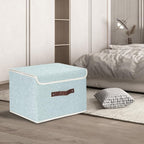 TYEERS Foldable Storage Boxes with Lids 5 Pack Fabric Storage Bins with Lids, Closet Organizers for Clothes Storage, Room Organization, Office Storage, Toys - Aqua Spring