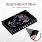 BWEGRHE Slim Credit Card Holder, Shackle Skull RFID Blocking Metal Wallet for Men & Women, Aluminum Minimalist Hard Case Pocket-Sized Business Cards Organizer (Fits Up to 10 Cards)