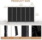 C-Hopetree 6 Panels Room Divider, 6 Ft Tall Indoor Folding Privacy Screen, Portable Partition Separator, Freestanding Separation Temporary Wall for Office, Bedroom, 120" W X 71" H, Black