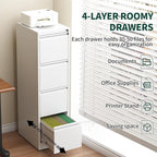 Yukimo 4 Drawer File Cabinet with Lock, Vertical File Cabinet with Lock, Locking File Cabinet Hanging Files for A4/ Legal/Letter, Require Assembly, White