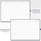EMSHOI Meeting Notebook for Work with Action Items - 320 Pages B5 Thick Project Planner Agenda Organizer Work Notebook for Women Men Office Business Notes, PU Leather Hardcover, 7.5" x 10", Blue