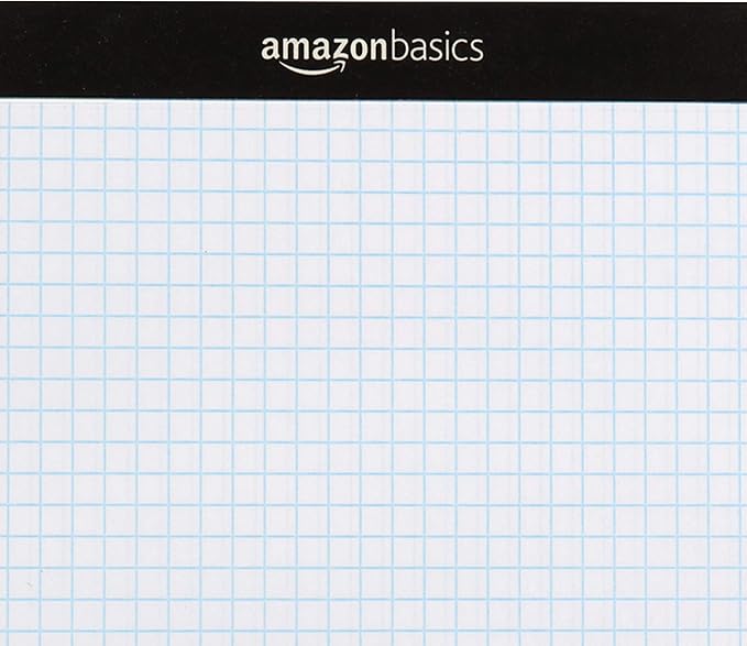 Amazon Basics Quad Ruled Graph Paper Pad, 600 Sheets, 6-Pack (100 Sheets Each), White, Letter Size 8.5 x 11 in
