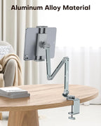 OMOTON GH03 Adjustable Tablet Stand for iPad, Desk Phone Holder for Bed with 2 Clamps, Flexible Aluminum Alloy Mount with 360° Rotation for 4-13" Devices