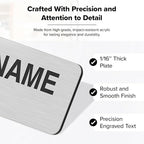 Custom Engraved Name Tags, Magnetic Brushed Aluminum Name Tags, Personalized Name Tags, 1x3 Inches, Durable Engravable Impact Material, Made in The USA by My Sign Center