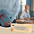 Personalized Name Plate for Desk, Custom Acrylic Desk Name Sign, Office Appreciation Gifts for Women Men Coworkers Boss Teacher Employee (Yellow-Floral)