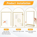 Smarpau Gold Acrylic Sign Holder 5x7, Double-Sided Display Stand, Clear Picture Frames/Flyer Holder/Menu Holder/Table Number for Wedding, Home, Offices(16Pcs)