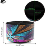 Hennaja Round Leather Art Supply Organizer,Remote Control Holder,360 Degree Rotating,Multi-Functional Pencil Holder,4 Compartments Desktop Stationary Organizer(1-Fractal Flower) | Round, 360 Degree Rotating, Multi-Functional, Desktop