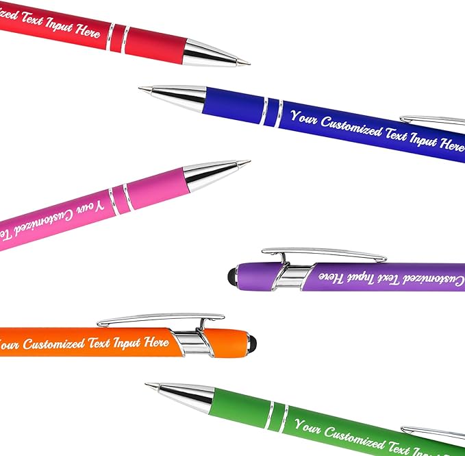Personalized Ballpoint Pens, 100 Pcs, Custom Engraved with Name or Logo, Smooth Black Ink, Touch Tip Design, Ideal for Office, School, Gifts