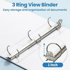 SUNEE 3 Ring Binders 1 Inch 12 Pack, Clear View Binders Bulk Three Ring PVC-Free (Fit 8.5x11 Inches) for School or Office Supplies, White