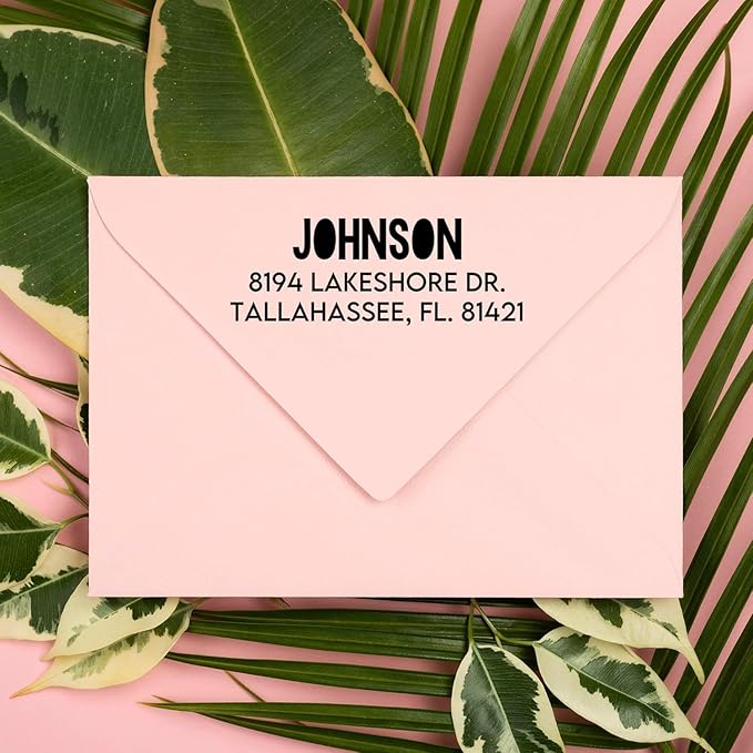 Self Inking Modern Address Stamps | Custom Return Address Stamper (Colorblock, Medium)