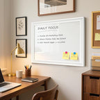 White Board for Wall, 24'' x 18'' Magnetic Dry Erase Board, Decorative Whiteboard with Plain White Wooden Frame, Hanging Writing Board for Home Office School Dorm