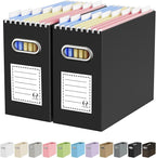 Oterri Cardboard File Organizer Box for Hanging File Folders Letter Size,File Box for Computer Desk,File Cabinet,Working Home,Office,Classroom (Black, Letter Size - 2 Packs)