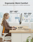 monTEK Heavy-Duty Monitor Arm for 17-57" Ultrawide Curved Screen, Supports up to 59.4 lbs, Adjustable Gas Spring Arm, 75/100 VESA Mount, Clamp & Grommet Desk Monitor Mount Single, White
