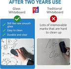 Large Glass Dry Erase Board - 72"x 48" Frameless White Board with Super Strong Magnets, Glass Whiteboard for Office School Home, Wall Mounted