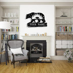 Custom Bear Metal Sign, Custom Bear Metal Wall Art Decor, Personalized Last Name Signs for Home, Rustic Farmhouse Black Wall Decor for Cabin, Bedroom, Living Room, Porch