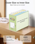 Oterri Cardboard File Organizer Box for Hanging File Folders Letter Size,File Box for Computer Desk,File Cabinet,Working Home,Office,Classroom (Green, Letter Size - 6 Packs)