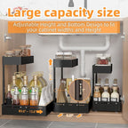 Henyol 2Packs Under Sink Organizer with Adjustable Height and Width, Under Cabinet Organizer to Tidy, Sturdy Metal Design for Kitchen and Bathroom