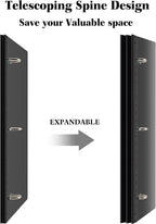 INFUN 1 Inch Telescoping 3 Ring Binder- 4 PCS-Black, Portable Plastic Binder with Telescoping Spine, 3 Ring Binders with Foldable Front Cover Holds 8.5" x 11" Paper for School,Office and Homes