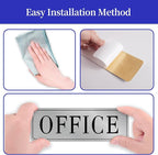 The Office Door Sign for Home and Business，Self-Adhesive Waterproof and Fade-Resistant Modern Brushed Silver Office Sign Sticker for House，Business，Door, Window（Silver）