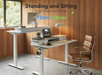 FEZIBO 40 x 24 Inch Height Adjustable Electric Standing Desk with Double Drawer, Computer Desk, Home Office Stand Up Table with 4 Height-Adjustable Feets & 2 Hooks, White