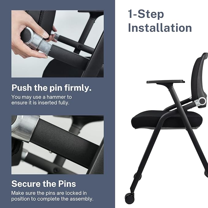 20 Pack Foldable Office Chairs with Wheels, Mesh Back, Arms and Portable - Folding Office Chairs Stackable for Conference Room Chair, Office Guest & Reception & Meeting Chair - (Black) 300 lbs.