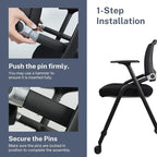 20 Pack Foldable Office Chairs with Wheels, Mesh Back, Arms and Portable - Folding Office Chairs Stackable for Conference Room Chair, Office Guest & Reception & Meeting Chair - (Black) 300 lbs.