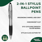 DISCOUNT PROMOS Custom Stylus Ballpoint Pens Set of 50, Personalized Bulk Pack - Black Ink, Great for Office, School, Business, Tradeshows, Events - Black