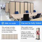 Upgrade Version Room Partition and Divider, Freestanding Rolling Dividers with Wheels,Office Privacy Screen Divider Wall,Classroom Felt Dividers,10'6"L* 6'7"H,5 Panel,Beige