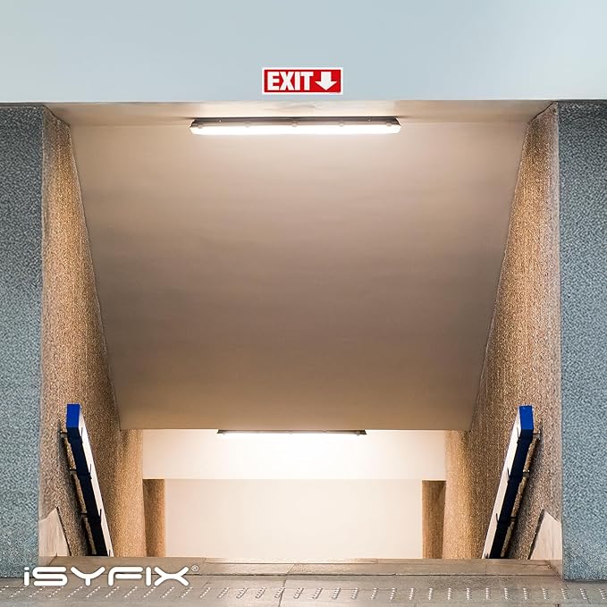 iSYFIX Exit Signs - 6 Pack 12x4 Inch Directional Down Arrow Signs, 40 mil Polystyrene Plastic, UV Laminated, Scratch & Fade Resistant, Waterproof - Ideal for Office, Theater, School, Business