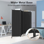 Kecreque Room Divider 4 Panel Partition Room Dividers & Folding Privacy Screens w/ 3 Metal Feet 6FT Portable Wall Doubles as a Dressing Screen Portable Wall for Office Kitchen Children's Room,Black