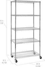 Seville Classics UltraDurable Heavy Duty NSF Solid Steel Wire Rack Storage Unit, Organizer for Garage, Warehouse, Office, Restaurant, Classroom, Kitchen, Steel, 5-Tier Shelving, 36" W x 18" D