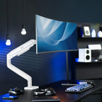 VIVO Heavy Duty Aluminum Ultrawide Monitor Tension Arm for up to 49 inch Screens, Holds 44 lbs, Premium Desk Mount Stand Designed for Samsung Odyssey G9 and More, White, STAND-V101VW
