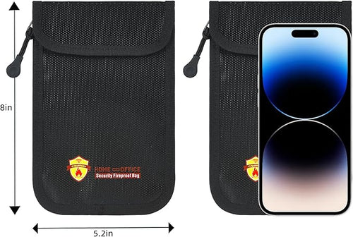 2 Pack Small Fireproof Wallet Pouch, Non-Itchy Waterproof Cash Bag with Zipper, 8 x 5.12 inch, Black, Safe-Accessories