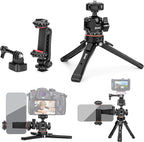 Zeadio Metal Camera Mini Tripod, with 1/4" Screw Ball Head Mount, Adjustable Heights Desktop Vlog Stand for Smooth 4 Osmo Mobile Ronin-S Vimble 2 Gimbal Handle Grip Stabilizer and All Cameras