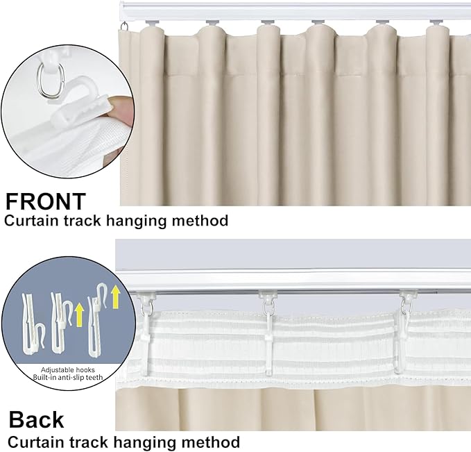 Cbsroro Room Divider Blackout Curtain Track Curtains Wall Dividers Panels Screen for Living Rooms Bedroom Office Privacy Partition Separation, W180 × L120 Inch,1 Panel, Beige