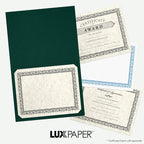LUXPaper 9.5" x 12" Certificate Holders | Green Linen | 100lb. Cover | 50 Qty