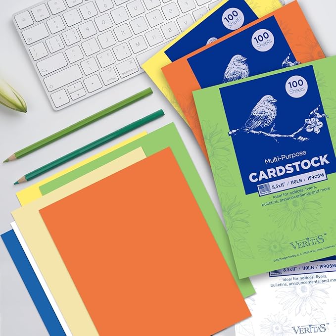 Cream Cardstock Paper, 110lb/199gsm Heavy Cardstock, Colored Multi-Purpose paper, 8.5" x 11" 100 Sheets (1 Reams) Computer Paper, Made in USA