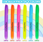 YEGEER Highlighters, Chisel Tip Dry-Quickly Highlighter Markers, 108 Count-6 Assorted Colors Highlighters Bulk Pack for Adult Kids, Office Classroom Must Have, School Supplies for Teachers