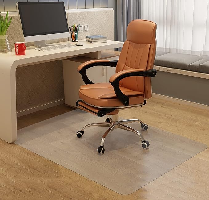 HOMEK Chair Mat for Hardwood Floor, 53”x 45” Office Chair Mat, Floor Mat for Office Chair, Clear Desk Chair Floor Mat for Computer Desk