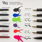 Wordsworth and Black Calligraphy Pen Set - Blue - Includes 2 Calligraphy Pens, 18 ML Ink Bottle, 60 Ink Cartridges, Ink Refill Converter, 1 Medium and 4 Broad Nibs, Brush Pen