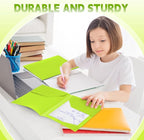Henoyso 36 Pcs Plastic Folders with Clear Front Pockets Heavy Duty File Folders with 2 Pockets and Card Slot for Student Communication School Office Presentation Report (Fluorescent Green)